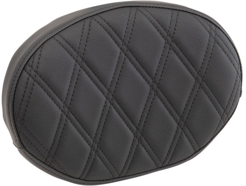 Drag Oval Sissy Bar Pad Black Double Diamond Vinyl Harley & Custom 0822-0446