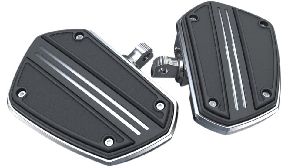 Ciro Chrome Twin Rail Boards Floorboards w/ Adapter Harley Male Mount Clevis