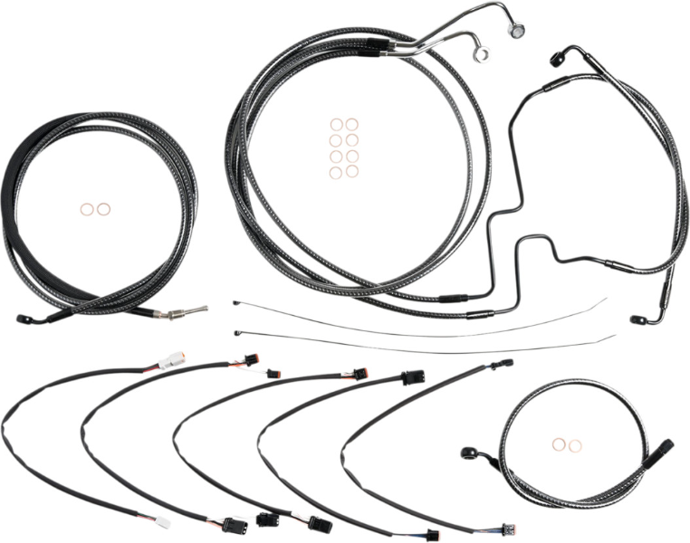 Magnum KARBONFIBR 12-14 Bar Control Cable Install Kit ABS Harley FLHRXS 17-Up