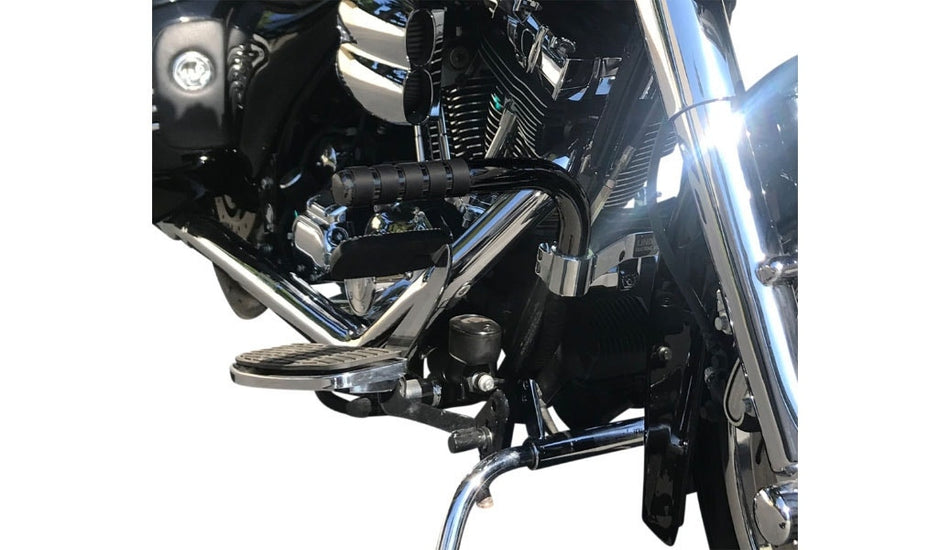 Lindby Adjustable Footrest Mustache Bar Black/Chrome 282000 Harley Touring 94-Up