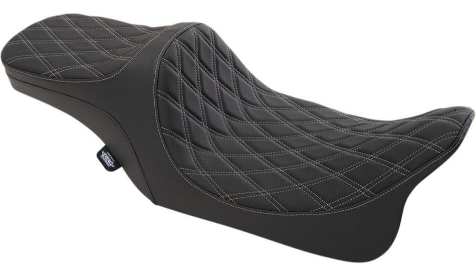 Drag Specialties Predator III 2-Up Seat Silver Double Diamond Harley Touring 97-07
