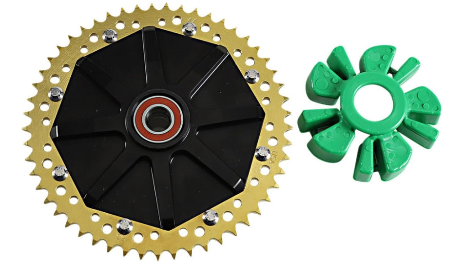 Alloy Art Gold & Black Cush Drive Carrier 53T Chain Conversion Harley FLH 09-20