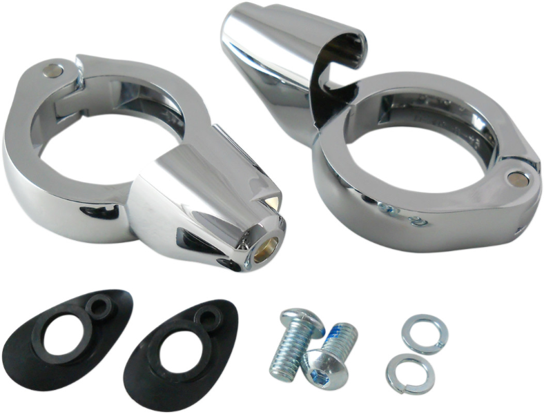 Drag Chrome 49mm Fork Turn Signal Clamp Mounts Harley & Metric Custom