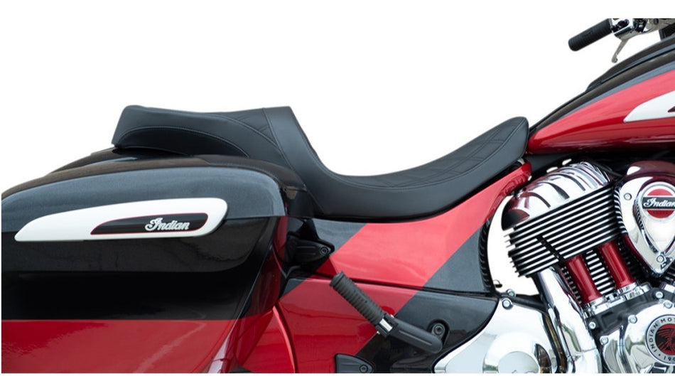 Drag Specialties Low Profile 2-Up Seat Black Diamond Stitch Indian Touring 14-20