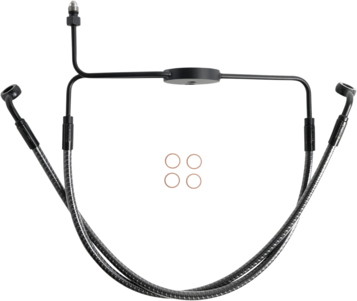 Magnum KARBONFIBR Lower Brake Line AN-3 ABS Dual Disc Harley Fat Bob 08-17