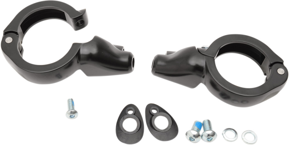 Drag Black 49mm Fork Turn Signal Clamp Mounts Harley & Metric Custom