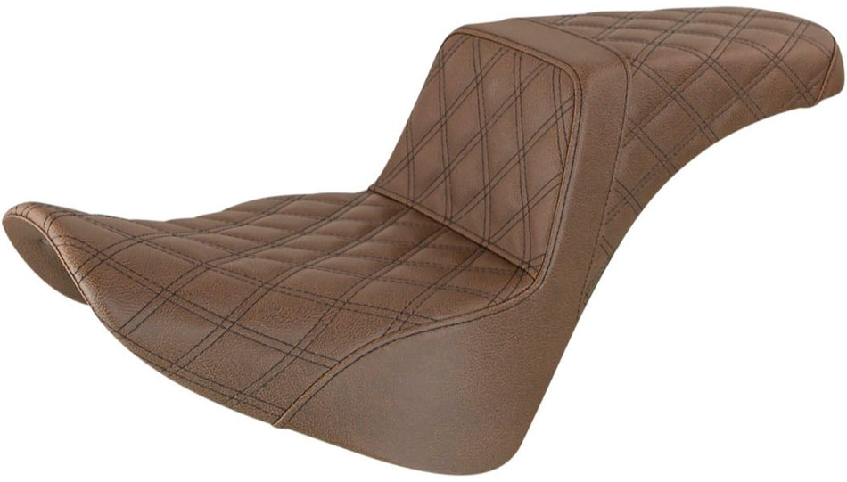 Saddlemen Brown Step Up 2-Up Seat Full Lattice Stitched Harley Softail M8 18-23