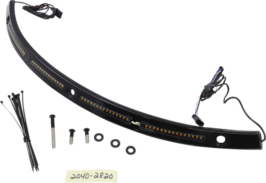 Custom Dynamics Genesis 4 Smoke LED Windshield Black Trim Harley Batwing 06-13