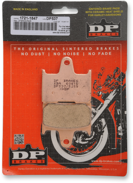 DP Brakes Rear Sintered Metal Brake Pads DP537 Harley Sportster 14-20