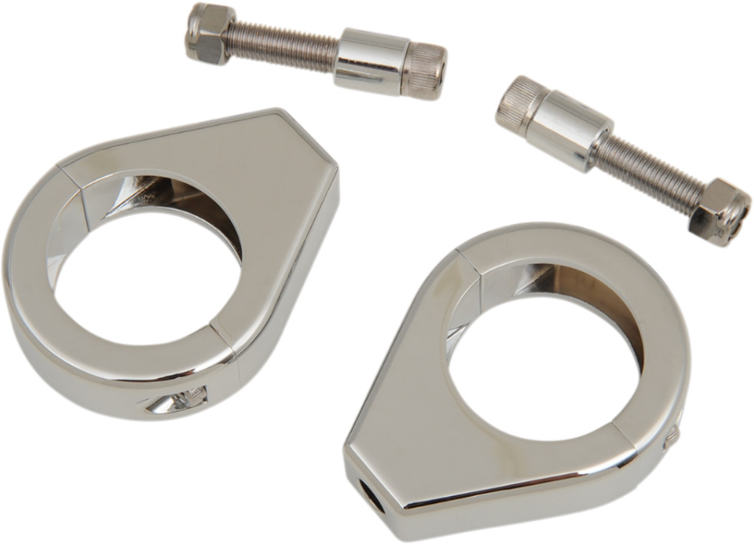 Drag Chrome 39mm Smooth Fork Turn Signal Clamp Mounts Harley & Metric Custom