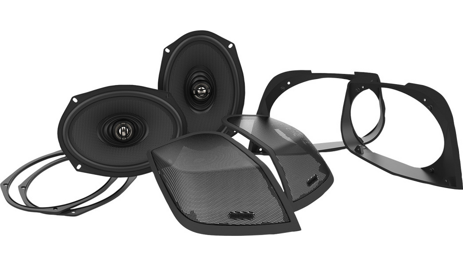 Hogtunes Retro 6x9 Lid Cut In w/ Speakers Kit for Harley Saddlebag Lids FLH 14-23