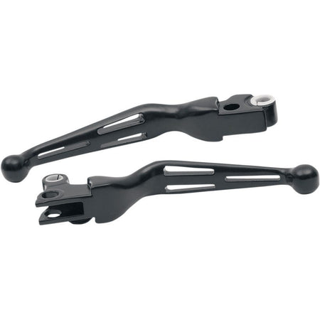 Drag Specialties Matte Black Wide Blade Slotted Hand Levers for Harley 08-13 | 0610-0221