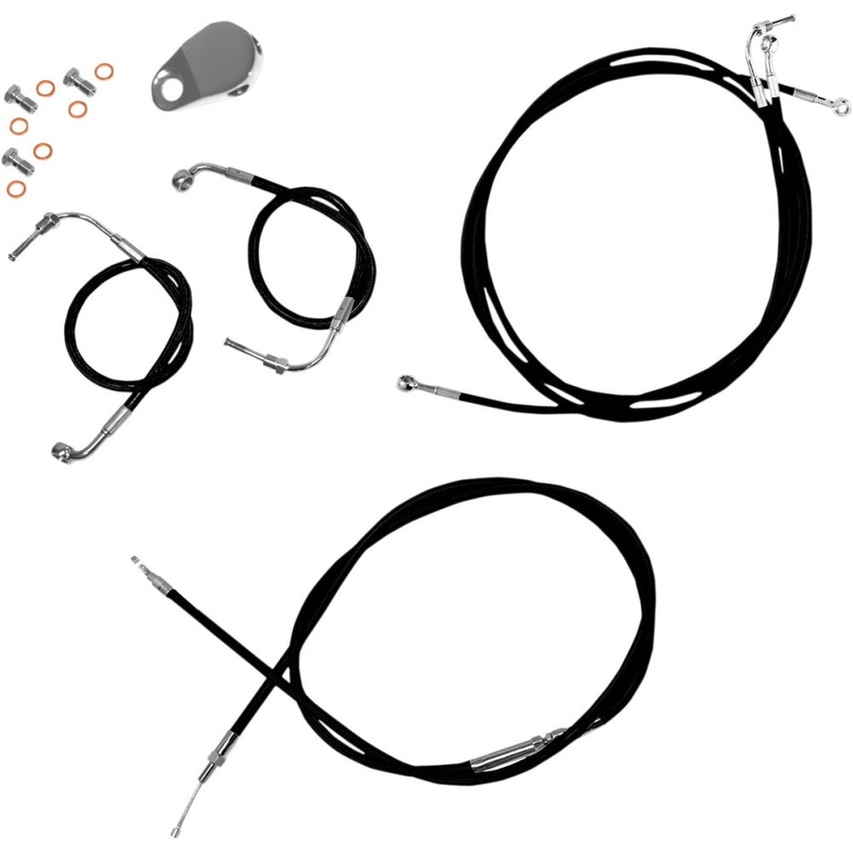 LA Choppers Black Vinyl Standard 15-17" Ape Clutch/Brake Cable Kit Harley ABS