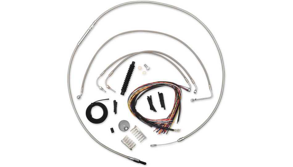 La Choppers Complete Stainless Cable Line 18"-20" Kit Harley 14-15 FLHR W/O ABS