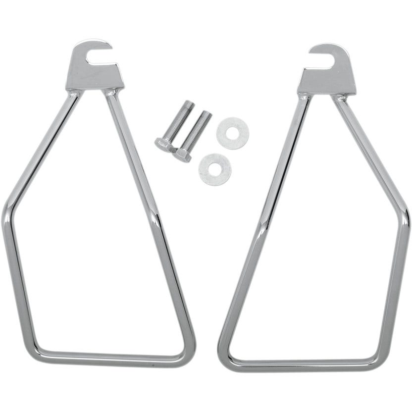 Drag Chrome Steel Saddlebag Support Brackets Single Bolt Harley 84-99 Softail