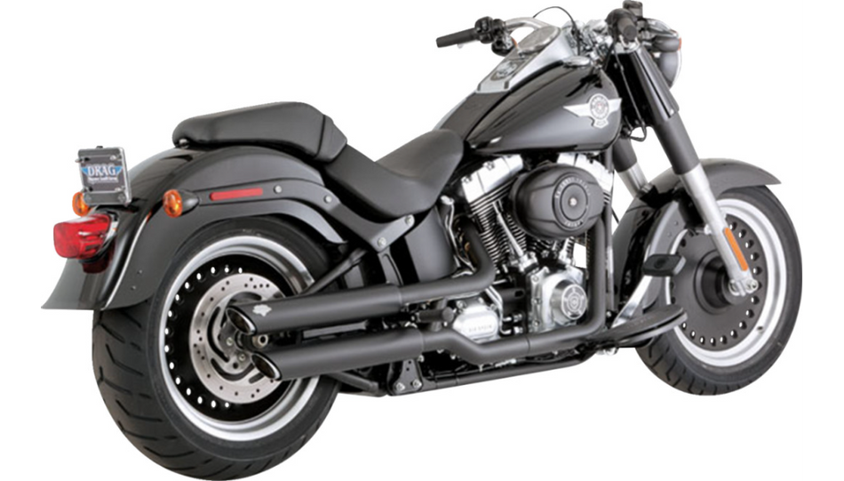 Vance & Hines Black Twin Slash Round 3" Slip-On Mufflers Harley '10-'17 FLSTFI
