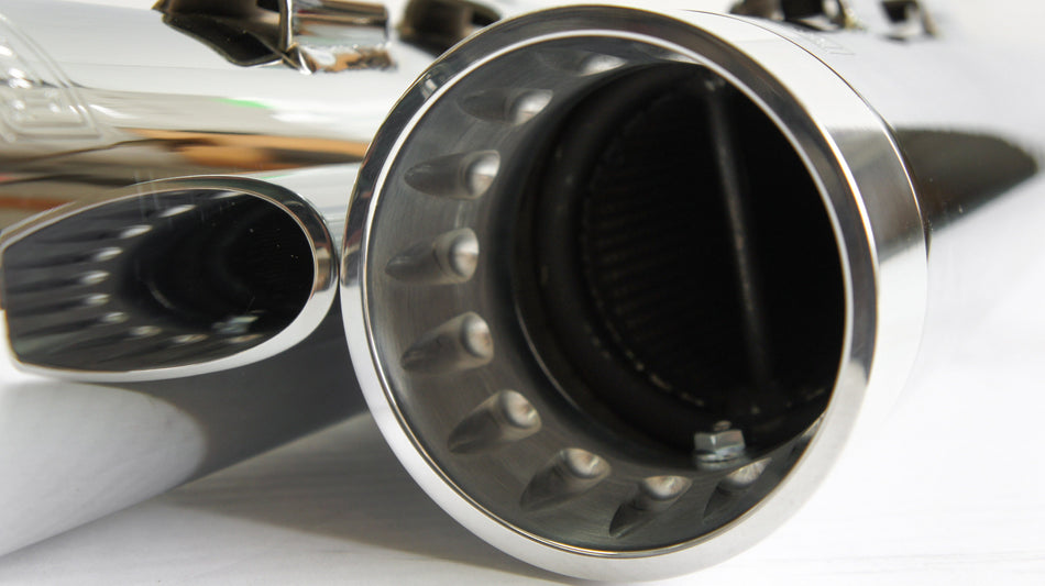 Bassani DNT Deep N Throaty Chrome 4" Slip On Mufflers Stepped Baffle Harley 95up - 1F7DNT6