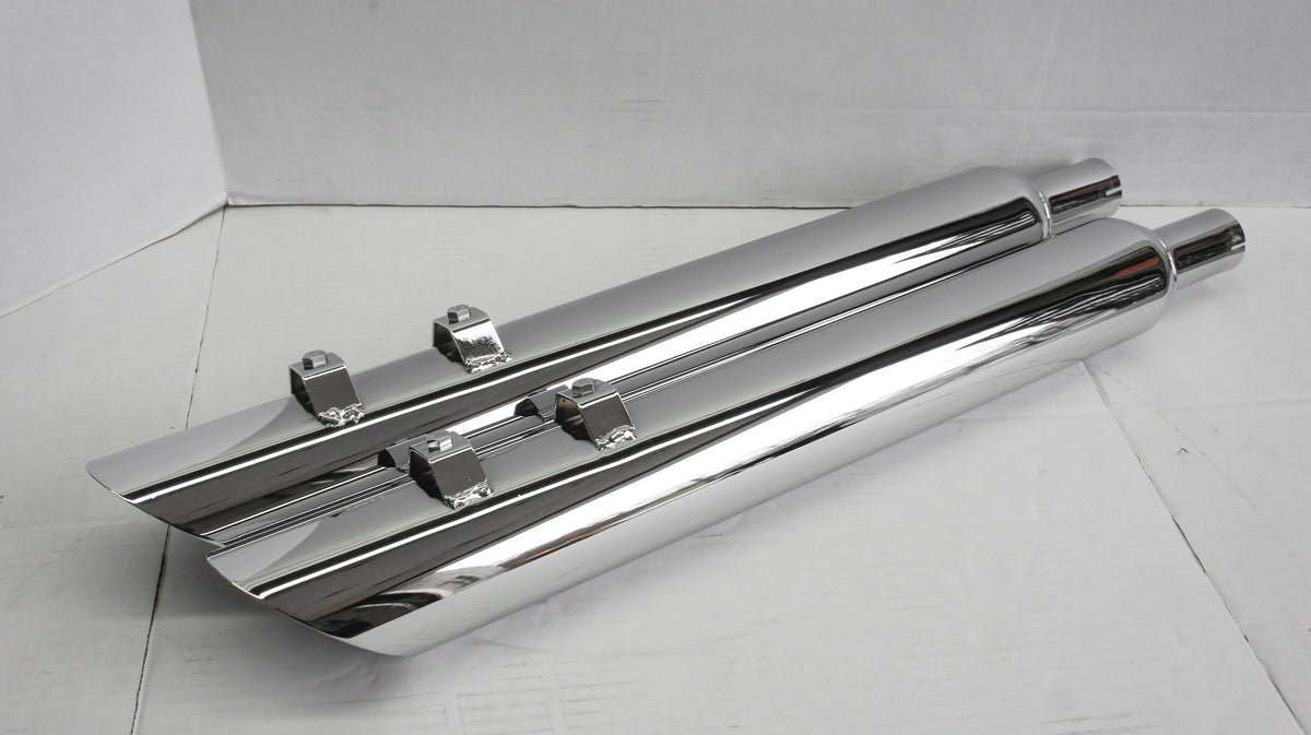 Jones Exhaust Full Boar Slash Down Slip-On Muffler 2.5" Baffle Harley FLH 95-15 | JAC3123MC250