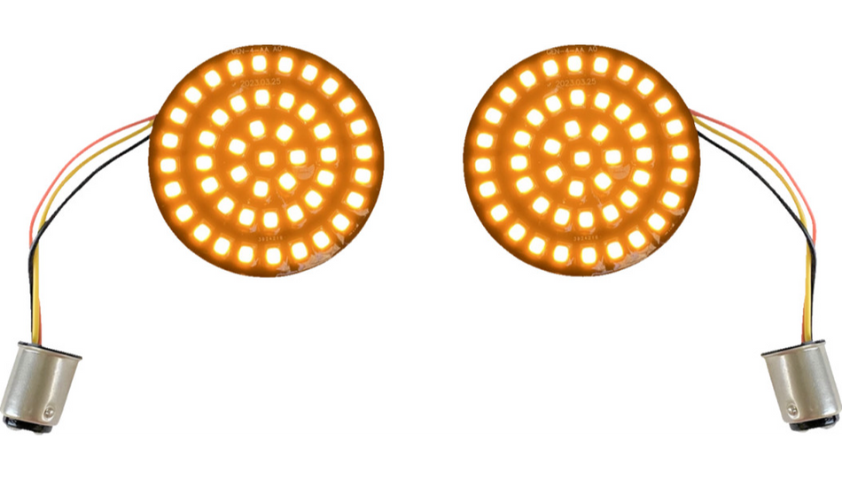 Custom Dynamics Genesis 4 Solid Amber LED Turn Signal Bullet Inserts 1157 Harley