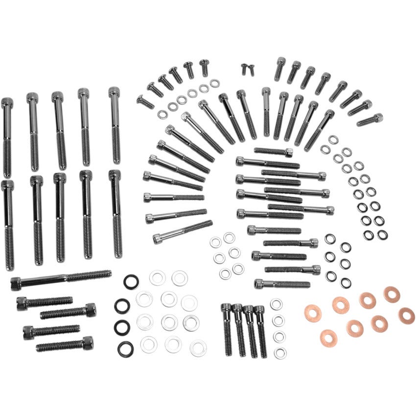 Drag Specialties Black Knurled Primary Cover Bolt Kit 4 Harley 07-17 Softail