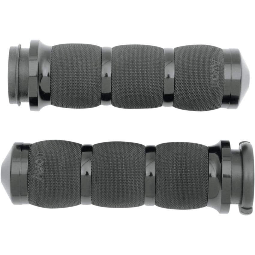 Avon Grips Black Anodized Air Cushion 3-Ring Grips for Harley TBW 08-23