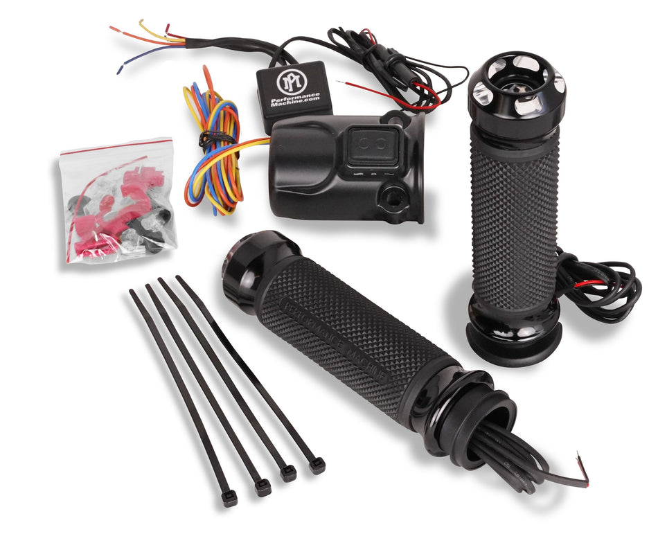 Performance Machine Apex Heated Grips Contrast Cut Harley Road Glide TBW 15-Up