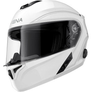 Sena Outrush Modular Flip Up Face Helmet w/ Bluetooth Gloss White (SM-XL)