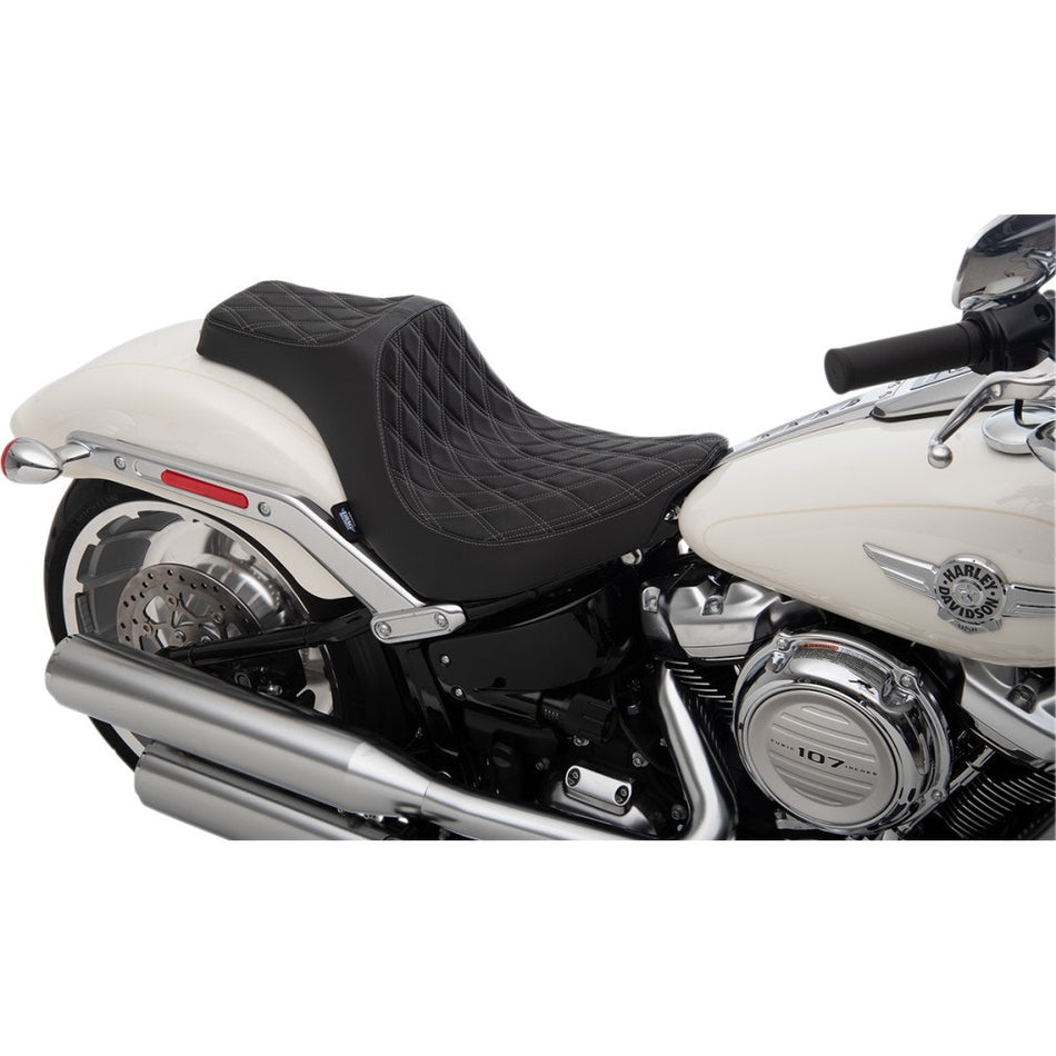 Drag Specialties Silver Diamond Predator III 2Up Vinyl Seat Harley Softail 18-Up