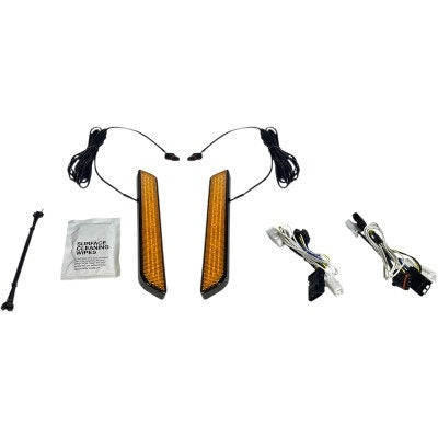 Custom Dynamics LED Front Fork Lightz Amber Lens Black Harley FLH/T 14-Up