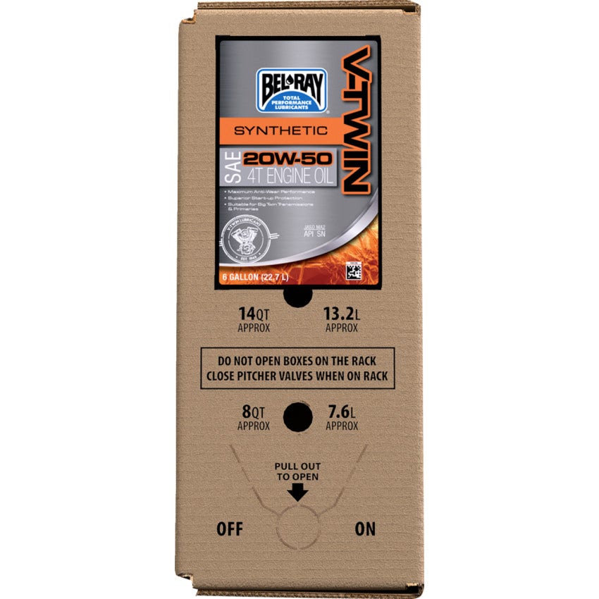 Bel-Ray 6-Gal V-Twin 20W-50 Synthetic 4-Stroke Engine Oil Bag In Box Harley