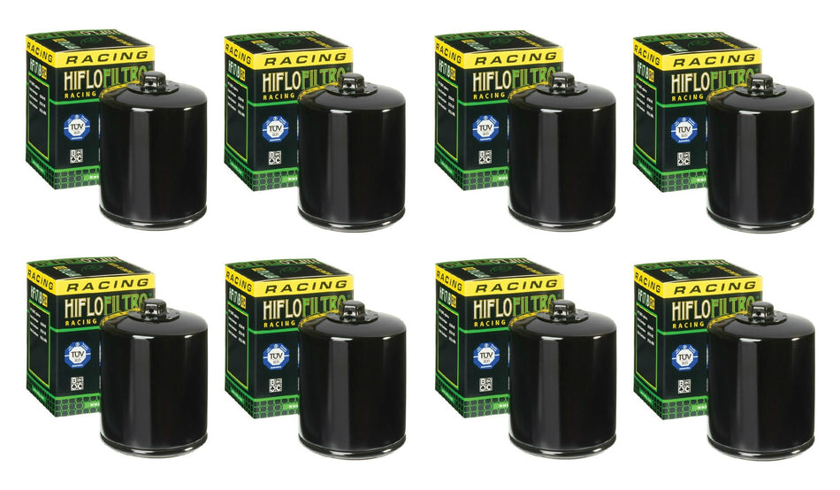 HiFloFiltro HF171BRC Set of 8 Black High Performance Oil Filter 99-25 Harley Models