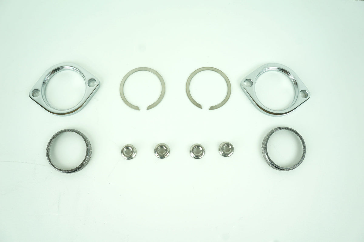 Chrome Exhaust Flange Gasket Serrated Nuts Installation Kit Harley EVO Twin Cam & XL