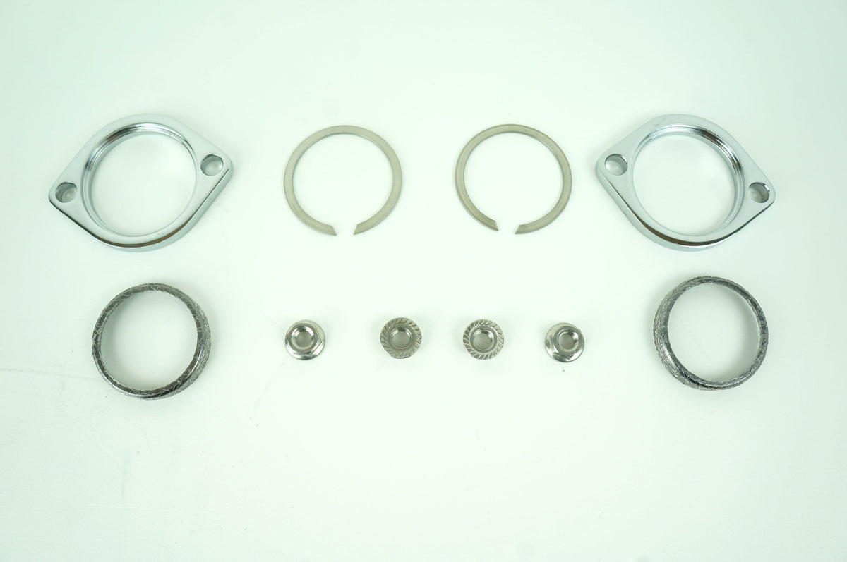 Chrome Exhaust Flange Gasket Serrated Nuts Installation Kit Harley EVO Twin Cam & XL