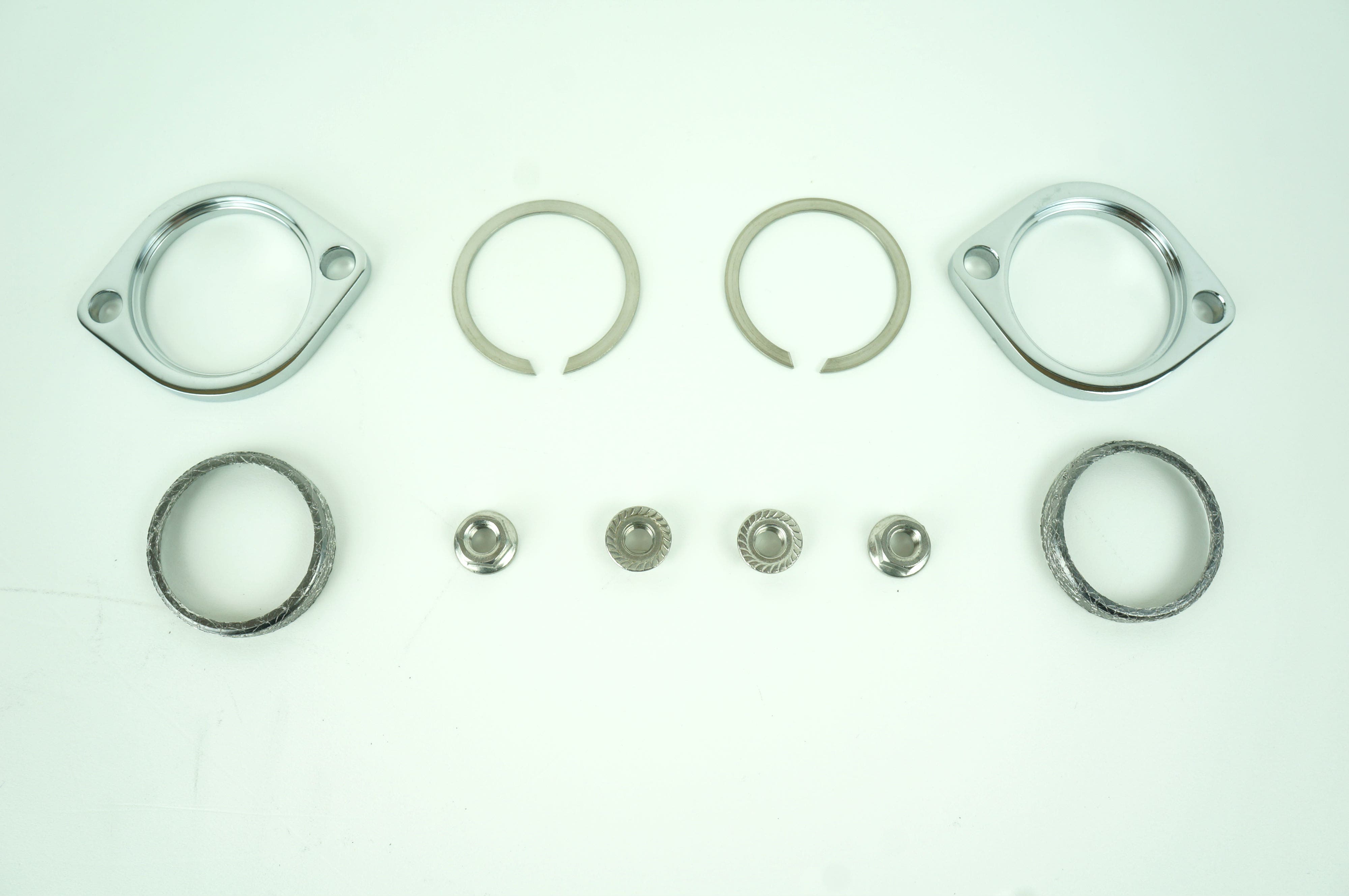 Chrome Exhaust Flange Gasket Serrated Nuts Installation Kit Harley EVO Twin Cam & XL