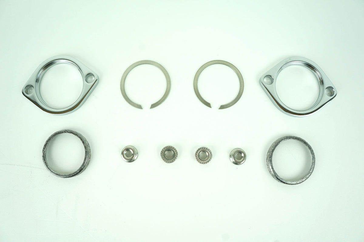 Chrome Exhaust Flange Gasket Serrated Nuts Installation Kit Harley EVO Twin Cam & XL