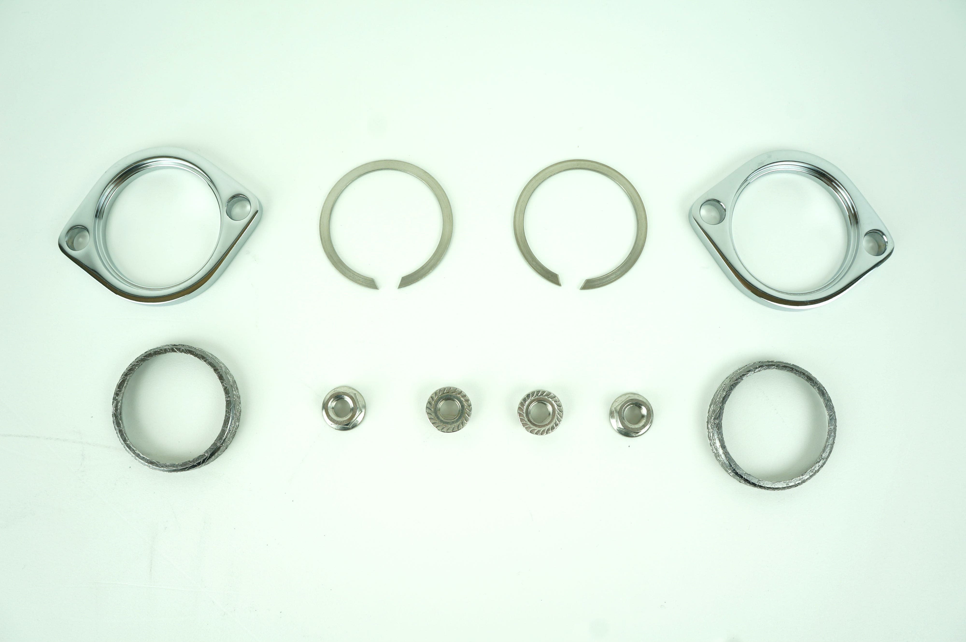 Chrome Exhaust Flange Gasket Serrated Nuts Installation Kit Harley EVO Twin Cam & XL