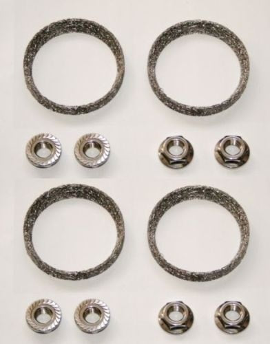 Qty 2 Sets New Exhaust Crush Gaskets & Serrated Nuts for Harley Models 65324-83A