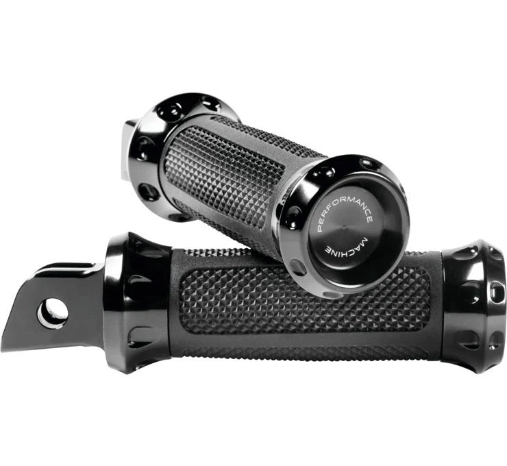 Performance Machine Black Overdrive Rider Footpegs Harley M8 Softail 18-Up