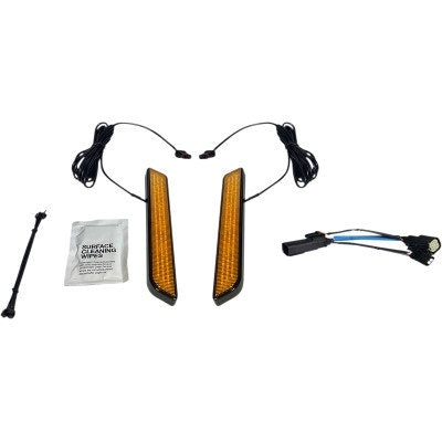 Custom Dynamics LED Front Fork Lightz Amber Lens Black Harley FLH/T X 10-13