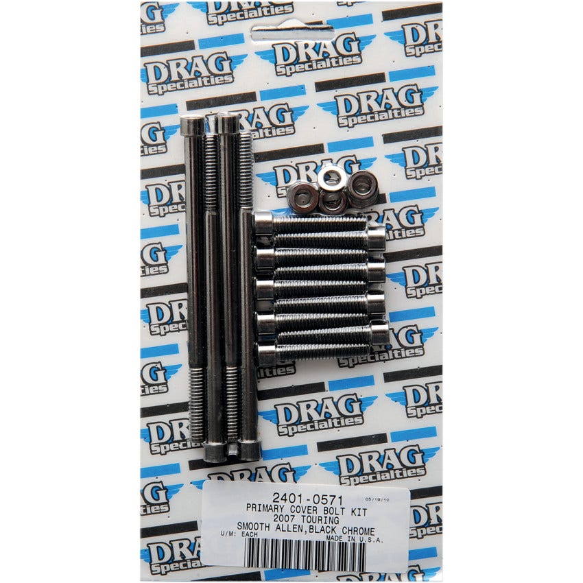 Drag Specialties Black Smooth Primary Cover Bolt Kit 4 Harley 07-16 Touring