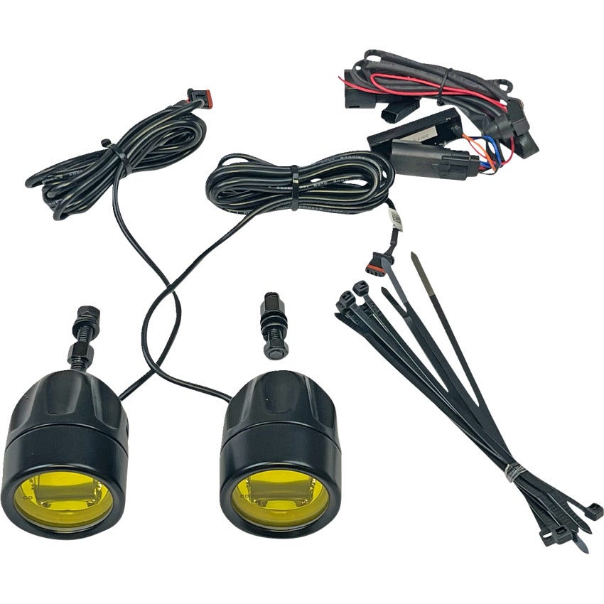 Custom Dynamics Black W/Yellow Lens Probeam LED Halo Fog Lights Harley 14-23 FL