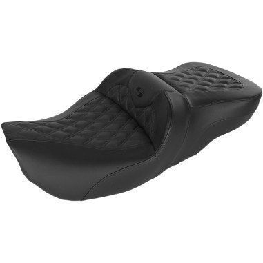 Saddlemen Black Road Sofa LS Diamond Stitch Seat Harley 97-07 FLHR & 06-07 FLHX