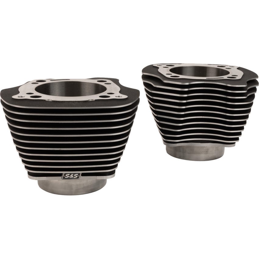 S&S Cycle Unhoned Black W/Highlighted Fins 4.320" Bore Cylinder Set Harley 17 FL