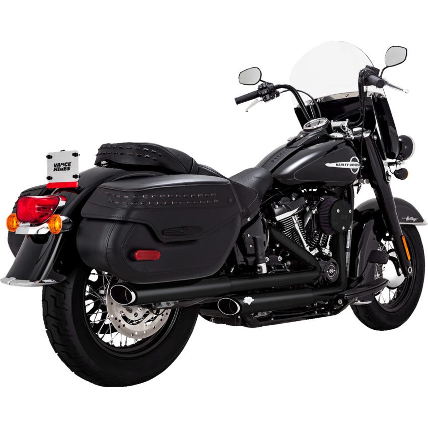 Vance & Hines 3" Black Twin Slash Slip-On Mufflers Harley 18-24 FLHC/FLHCS/FLI