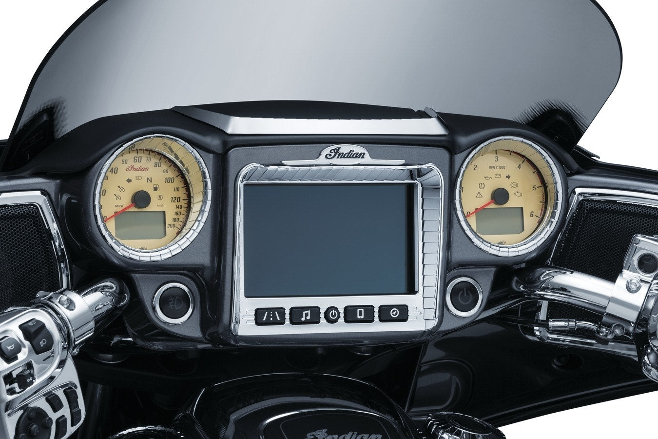 Kuryakyn 5184 Chrome Aztec Top Dash Accent 17-18 Indian Chieftans & Roadmaster