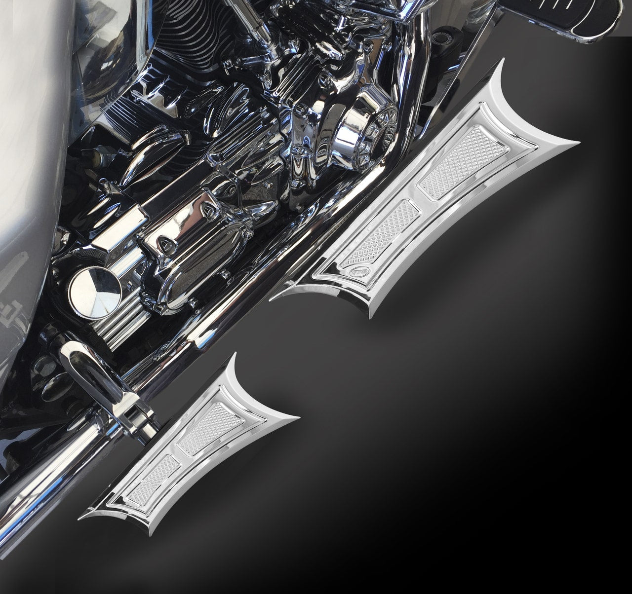 RC Components Chrome Velocity Series Driver Floorboards for Harley FLH/T & ST | RC-FLB-01C