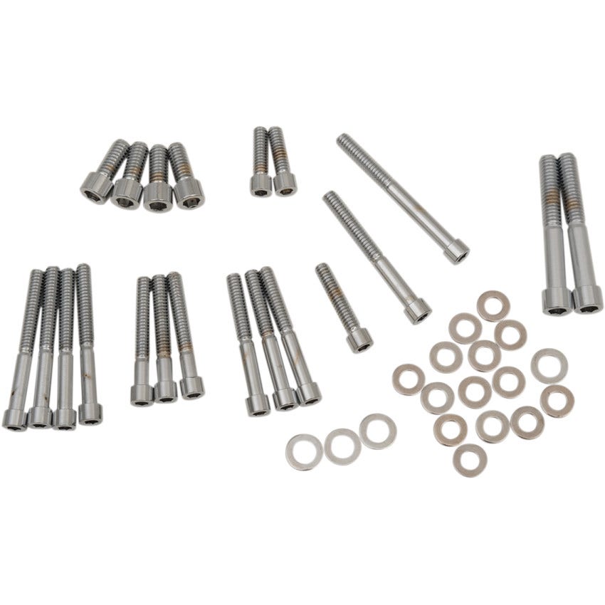 Drag Specialties Chrome Smooth Side Cover Bolt Kit 4 Harley XL Models