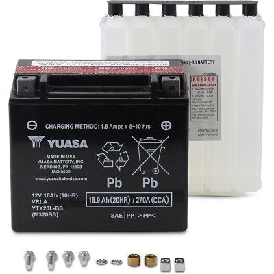 Yuasa YTX20L 12V 270A Maintenance Free AGM Battery Universal Harley Motorcycle