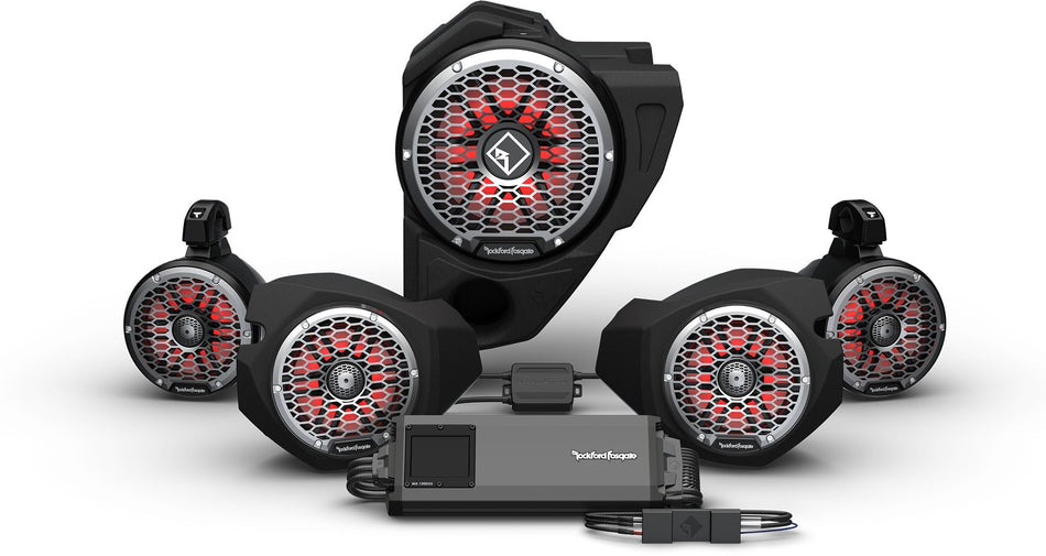 Rockford Fosgate Ride Command 3-Way 1500w Front Rear Color Optix Speaker Subwoofer