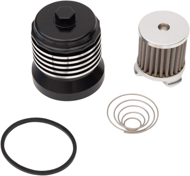 PC Racing PCS4BC Black Cut Flo Oil Filter Reusable 35 Microns Harley 84-Up